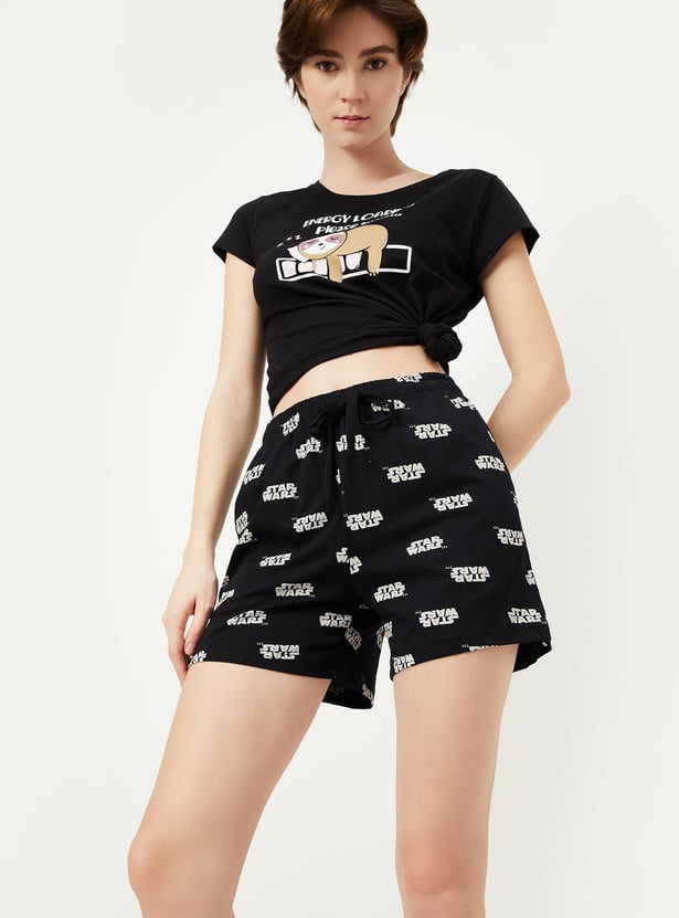 Women Star Wars Printed Knit Shorts