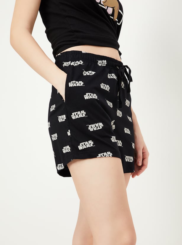 Women Star Wars Printed Knit Shorts