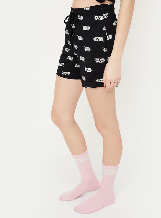 Women Star Wars Printed Knit Shorts