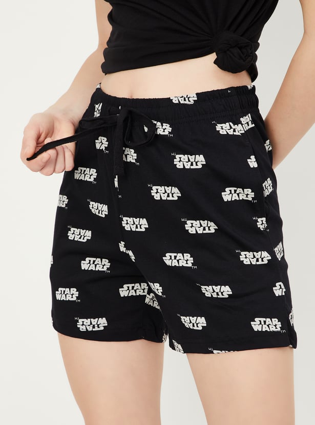 Women Star Wars Printed Knit Shorts