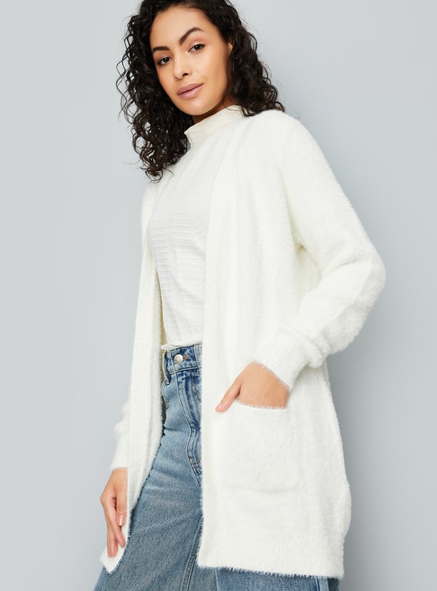 Women Knitted Open Front Cardigan