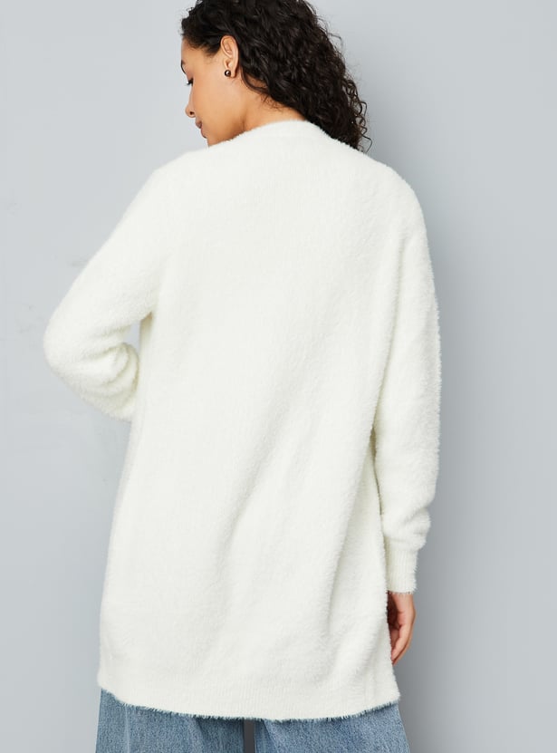 Women Knitted Open Front Cardigan