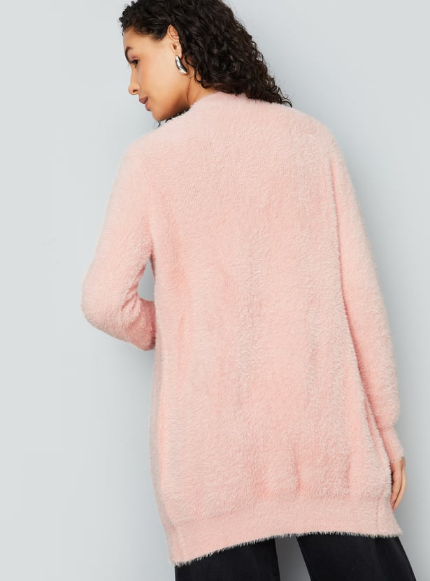 Women Knitted Open Front Cardigan