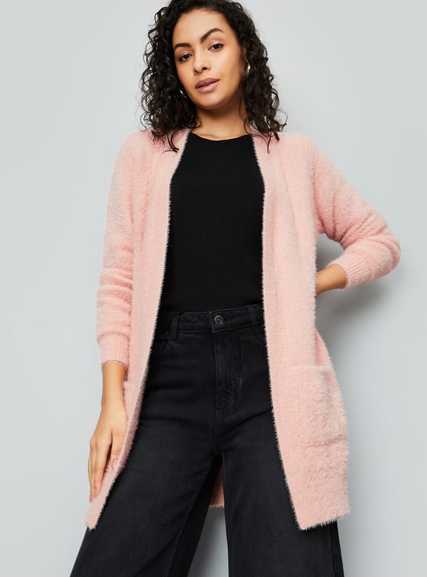 Women Knitted Open Front Cardigan