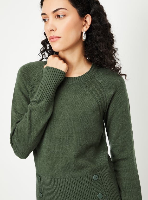 Women Knit Sweater with Button Details