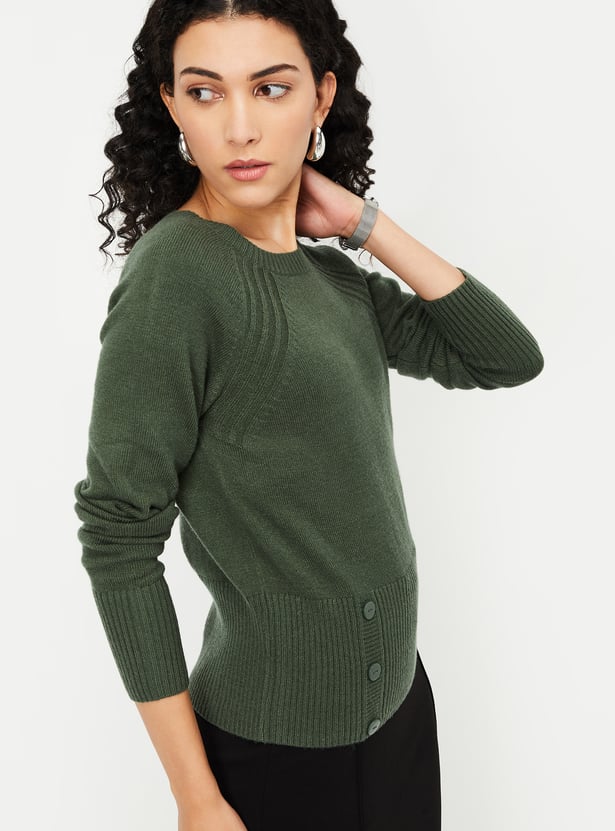 Women Knit Sweater with Button Details