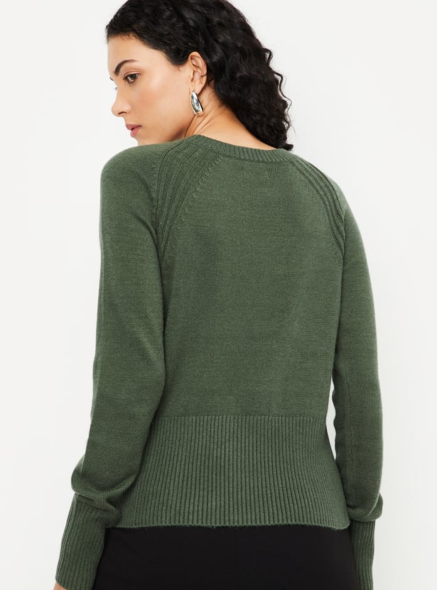 Women Knit Sweater with Button Details