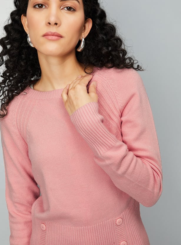 Women Knit Sweater with Button Details