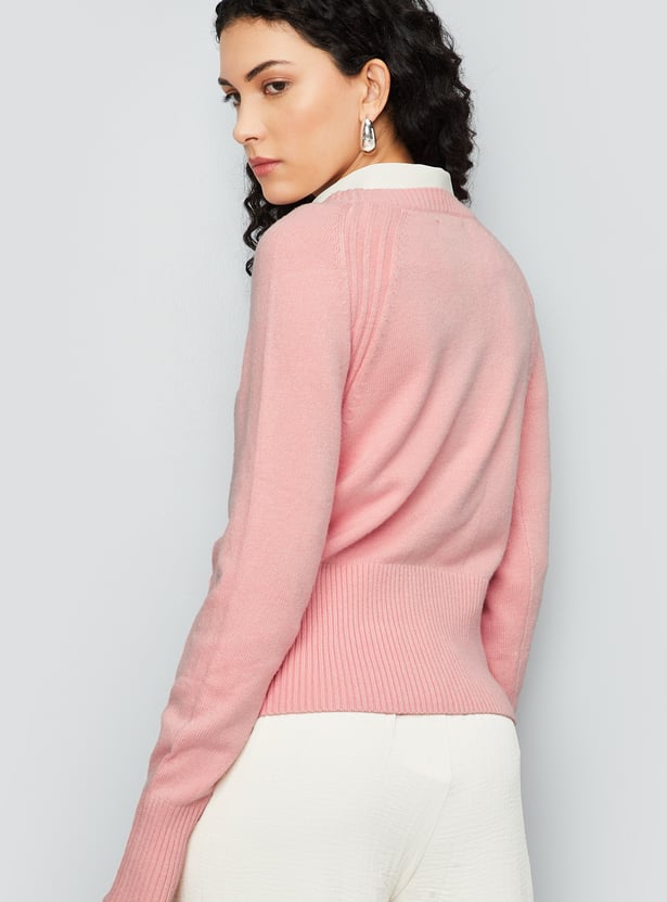 Women Knit Sweater with Button Details