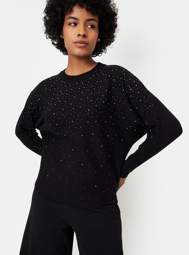 Women Embellished Knit Sweater