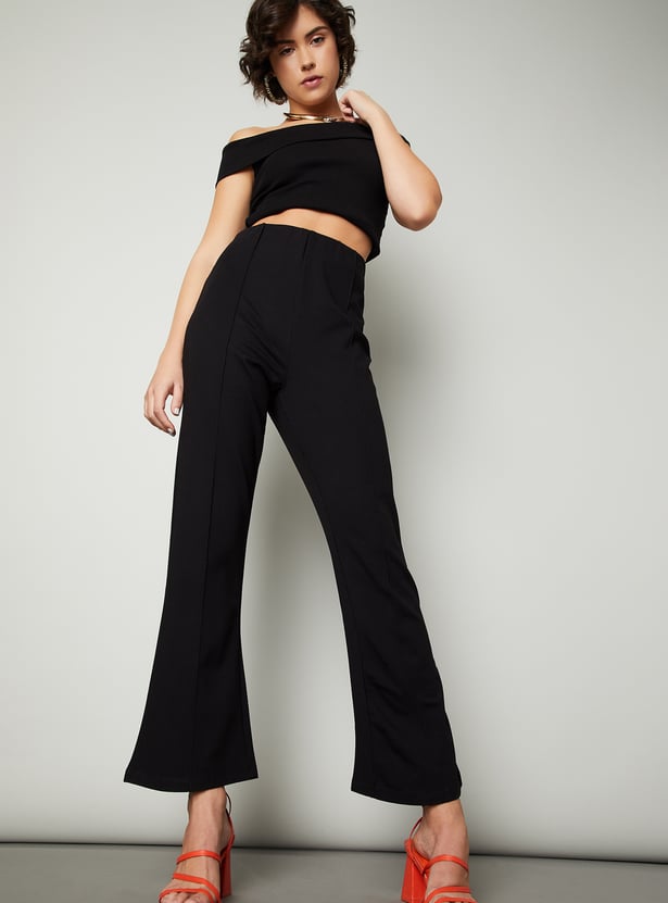 Women Solid Pintuck Trousers