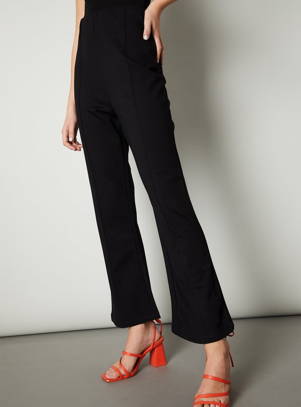 Women Solid Pintuck Trousers