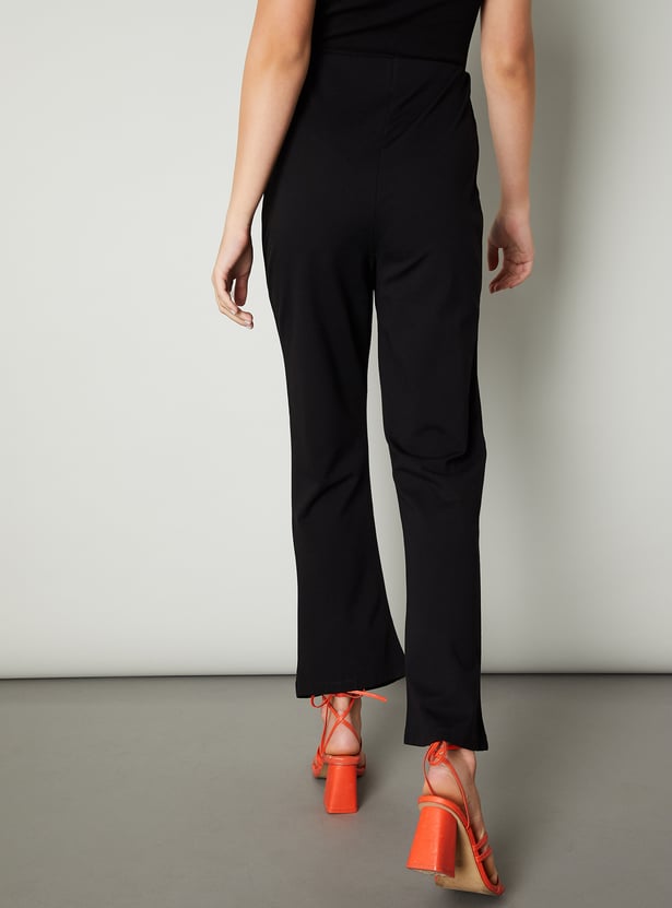 Women Solid Pintuck Trousers