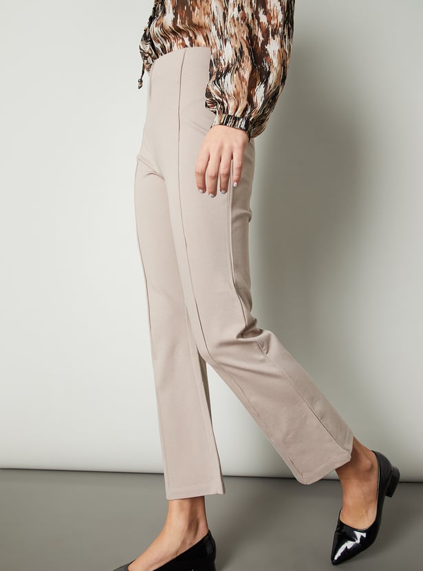 Women Solid Pintuck Trousers