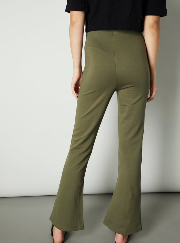 Women Solid Pintuck Trousers