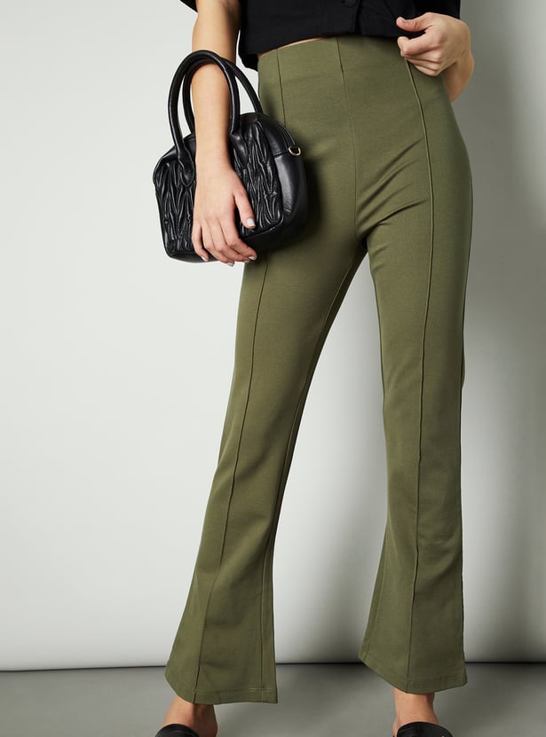 Women Solid Pintuck Trousers