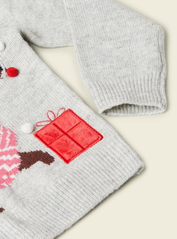 Girls Reindeer Knit Sweater
