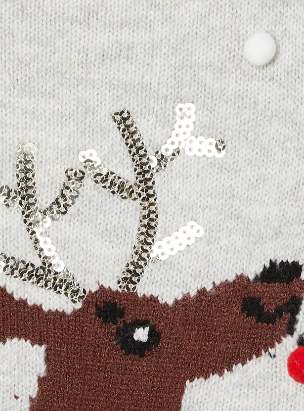Girls Reindeer Knit Sweater