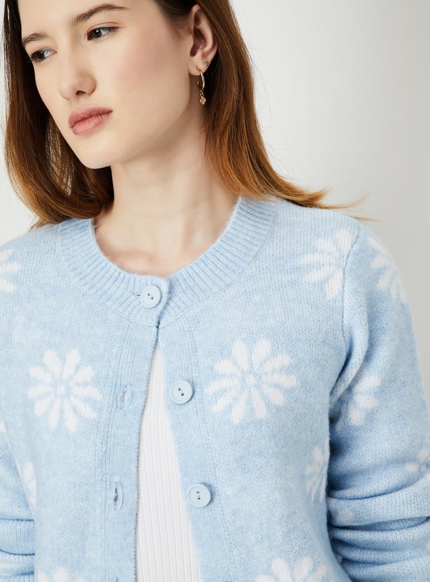 Women Floral Knitted Cardigan