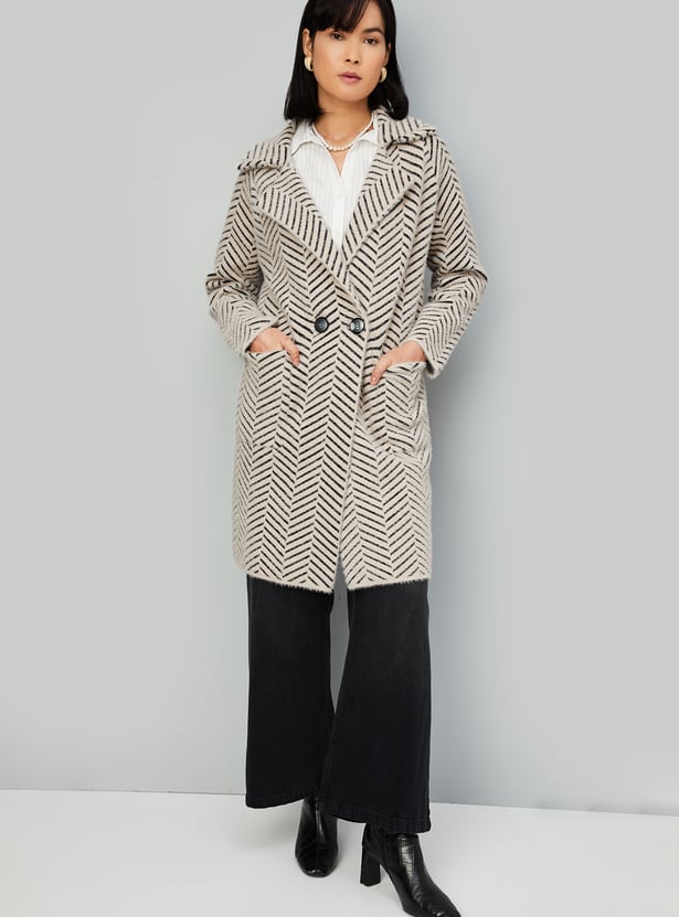 Women Herringbone Double-Breasted Coat