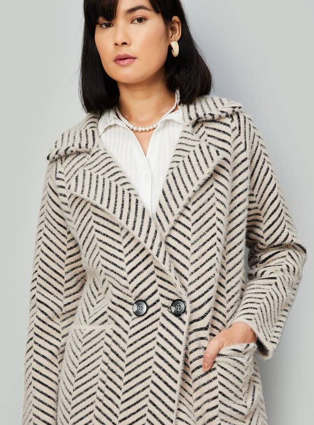 Women Herringbone Double-Breasted Coat