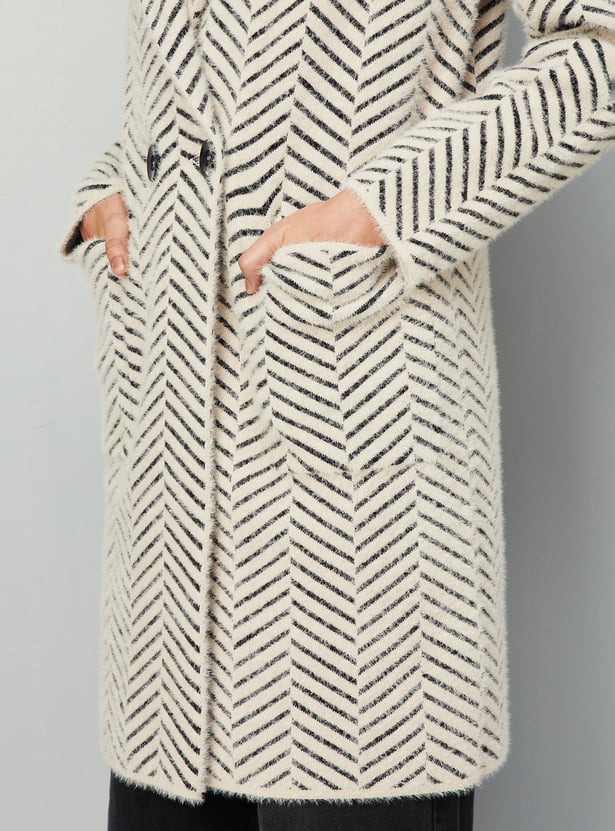 Women Herringbone Double-Breasted Coat