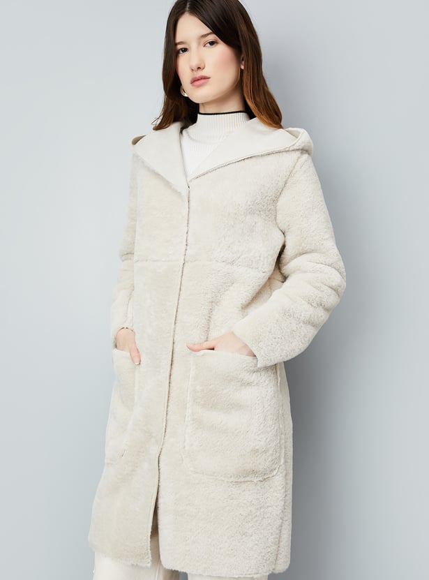 Women Reversible Faux Fur Hooded Coat