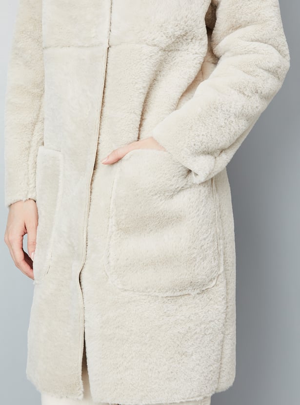 Women Reversible Faux Fur Hooded Coat