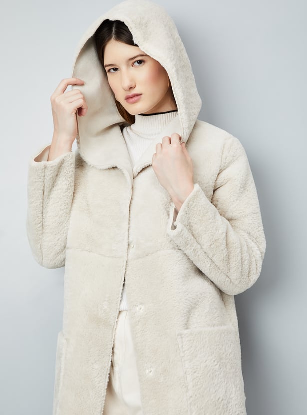 Women Reversible Faux Fur Hooded Coat