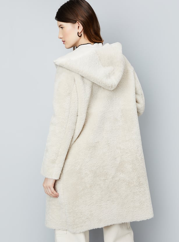 Women Reversible Faux Fur Hooded Coat