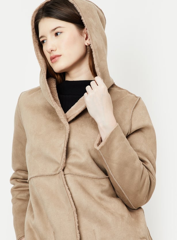 Women Reversible Faux Fur Hooded Coat