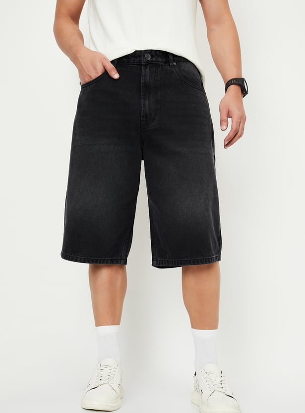 Men Washed Denim Shorts