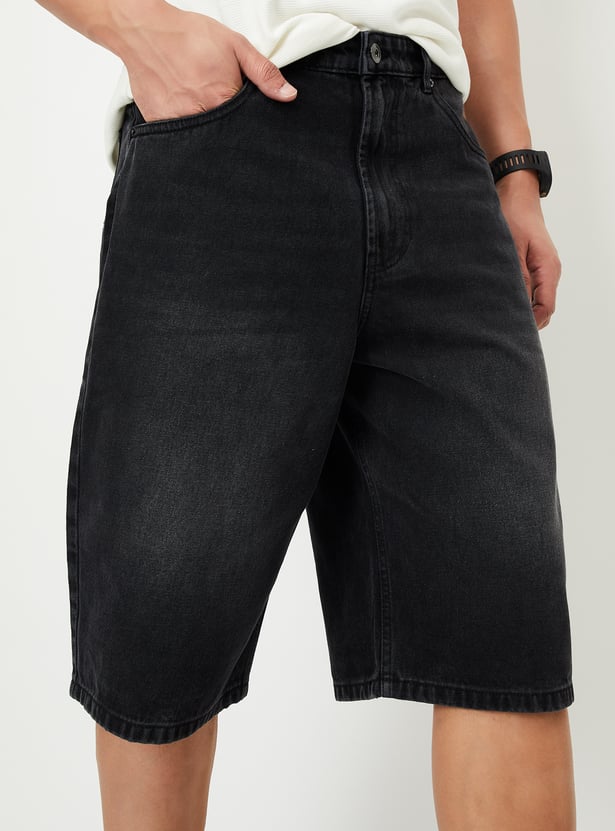 Men Washed Denim Shorts