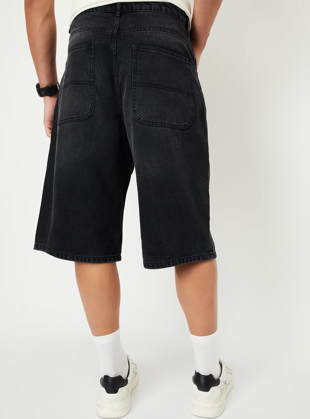 Men Washed Denim Shorts