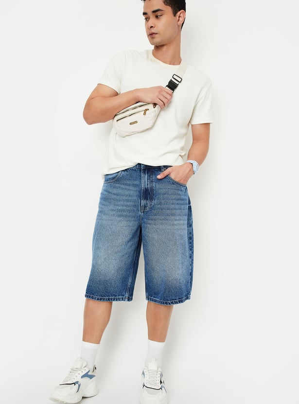 Men Washed Denim Shorts