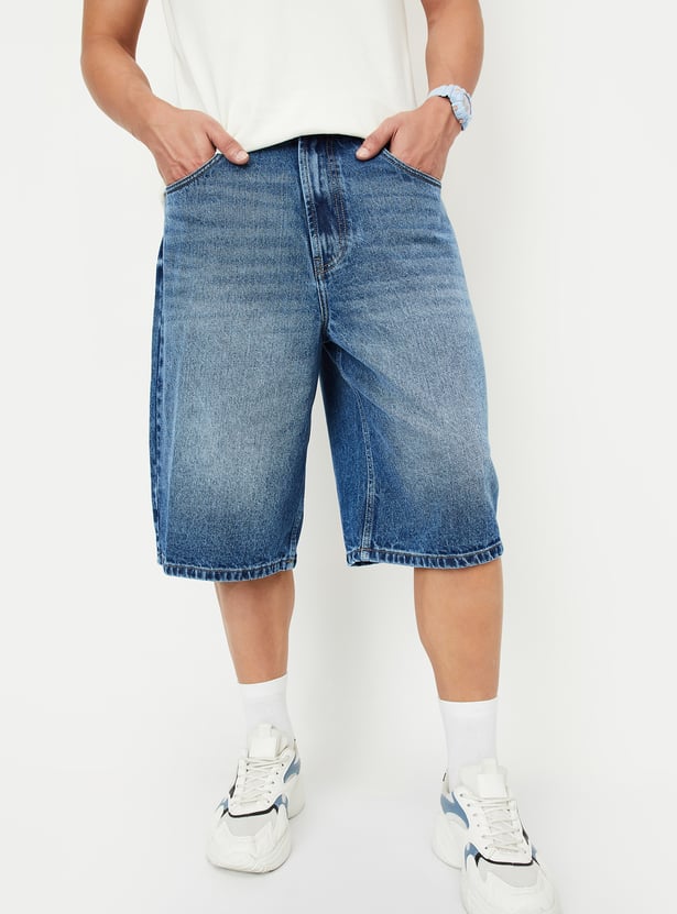 Men Washed Denim Shorts