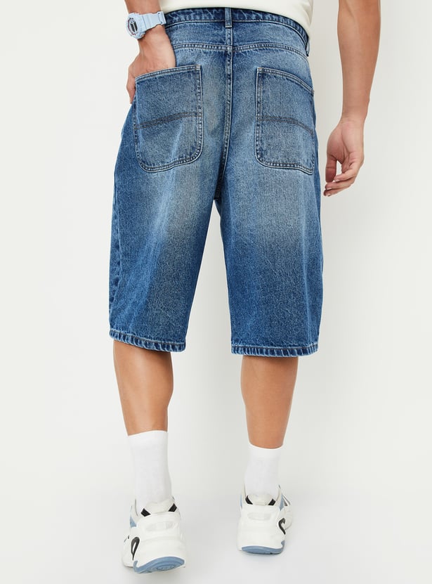 Men Washed Denim Shorts