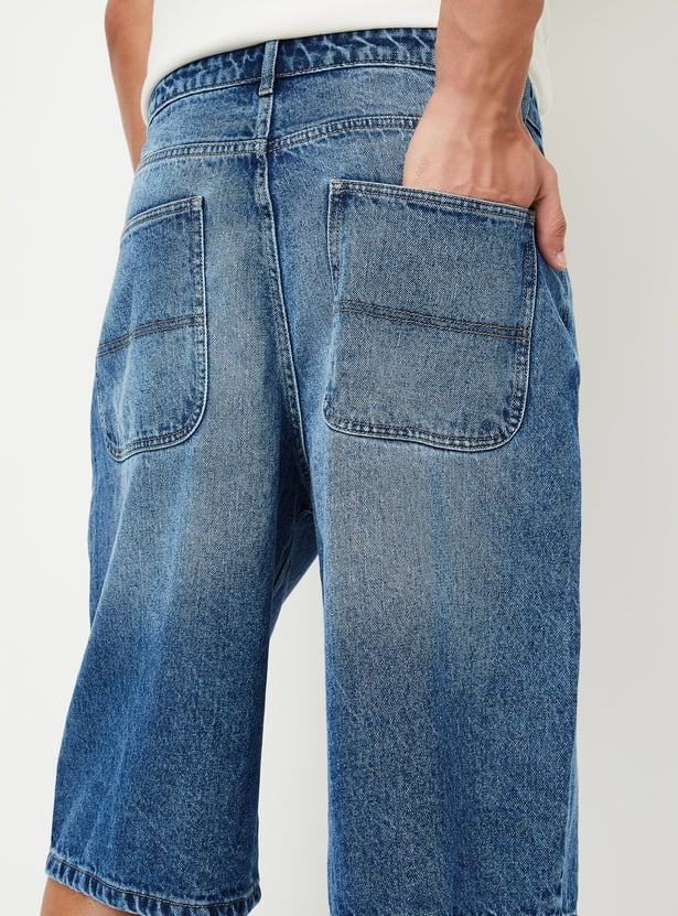 Men Washed Denim Shorts