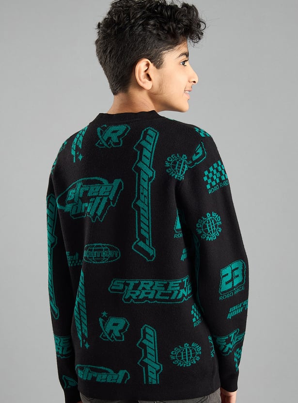 Boys All-Over Printed Cardigan