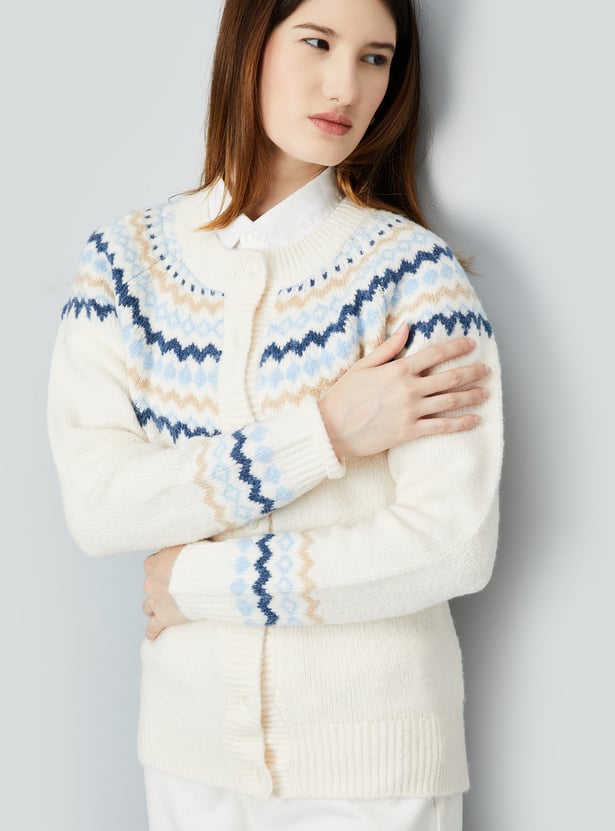 Women Fair Isle Knitted Cardigan