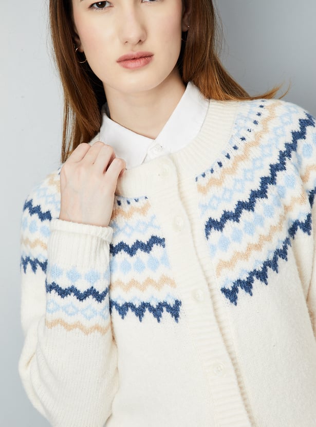 Women Fair Isle Knitted Cardigan