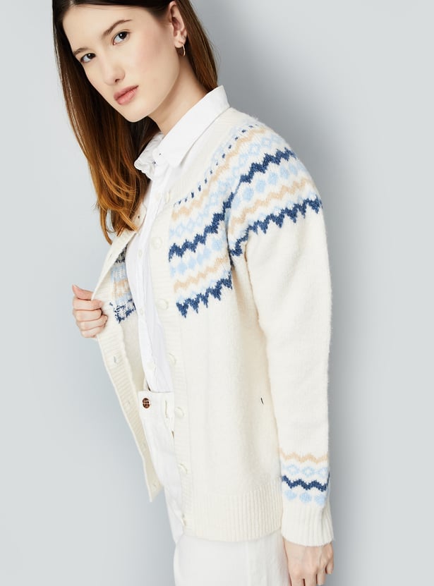 Women Fair Isle Knitted Cardigan