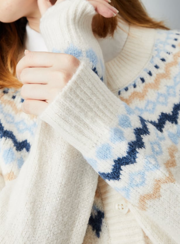 Women Fair Isle Knitted Cardigan