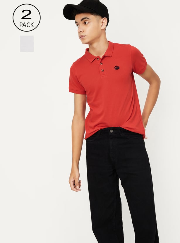 Boys Solid Polo T-shirt - Pack of 2