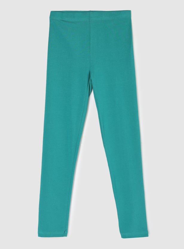 Girls Solid Full-Length Leggings - Pack of 3