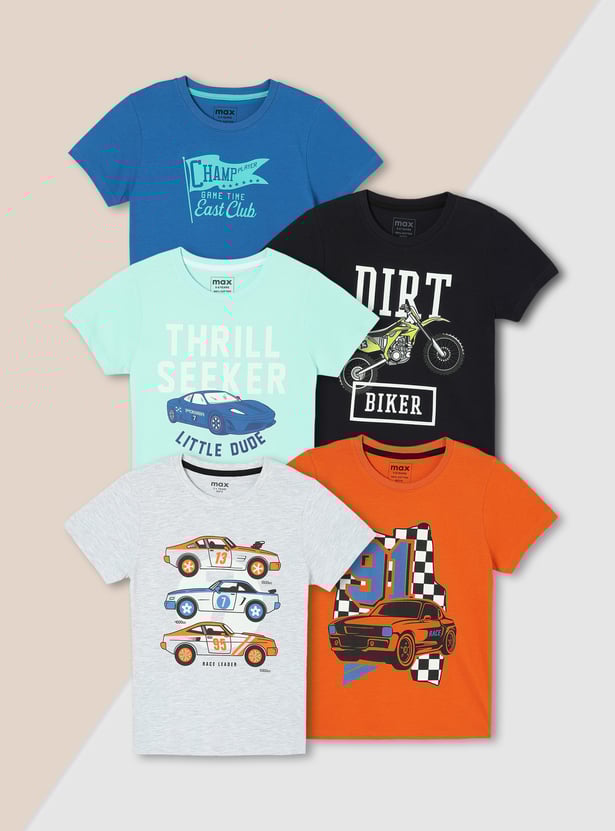 Boys Graphic Printed T-shirt - Pack of 5