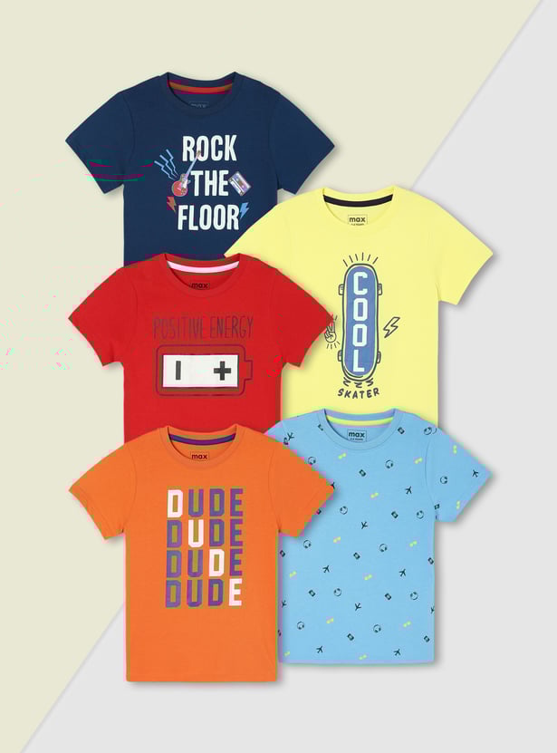 Boys Graphic Printed T-shirt - Pack of 5