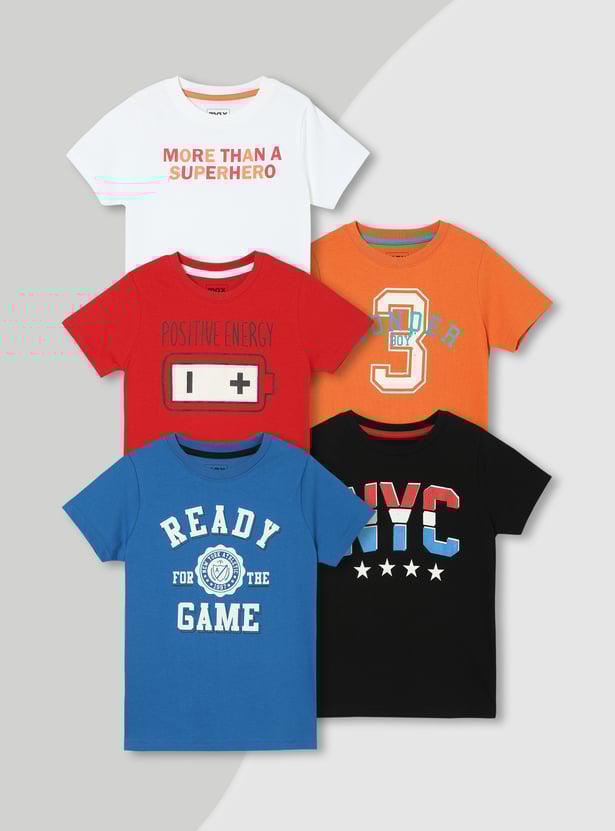 Boys Graphic Printed T-shirt - Pack of 5