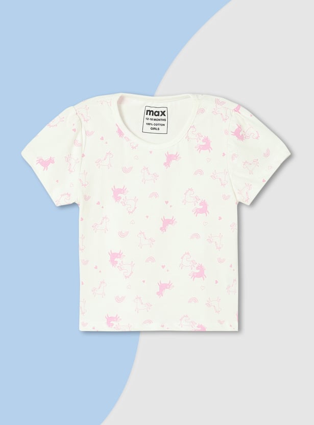 Girls Graphic Printed T-shirt - Pack of 5