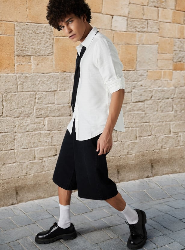 Men Regular Fit Solid Casual Shirt